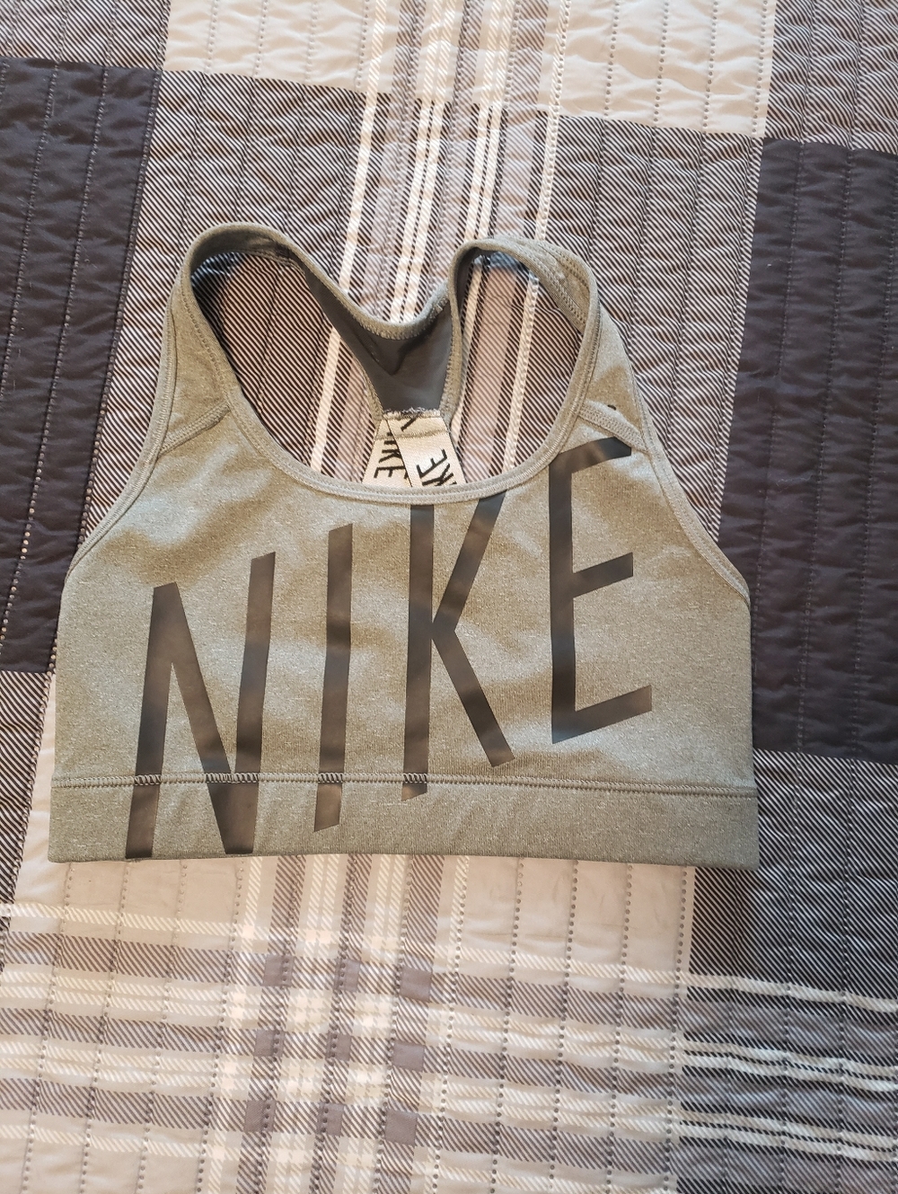 Nike grey Sports Bra with Bold Front Logo